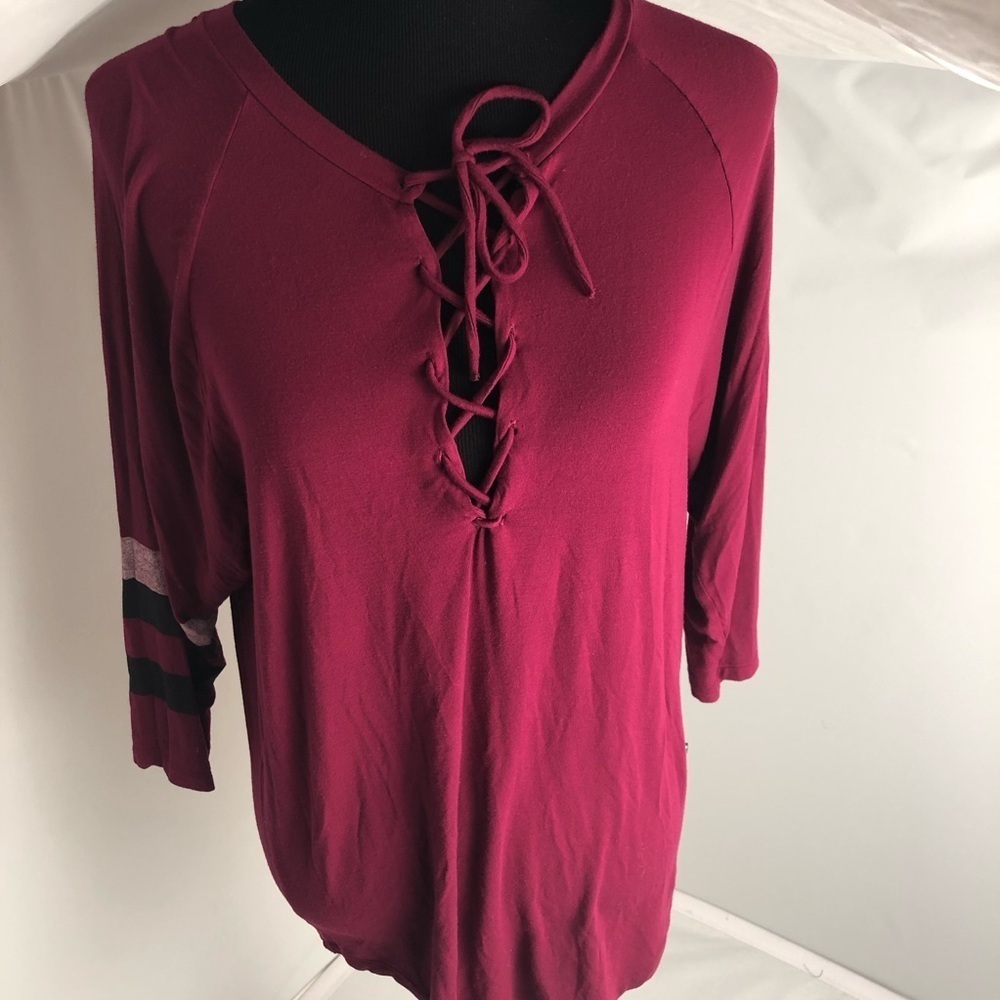 Victoria’s Secret PINK burgundy lace up tunic t-shirt